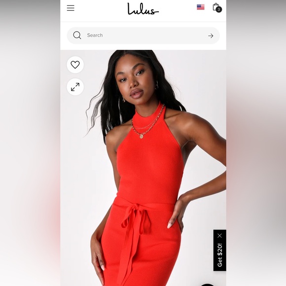 Lulus Flirty Sunshine Red Ribbed Halter Midi Sweater Dress - Size XS - Picture 4 of 6